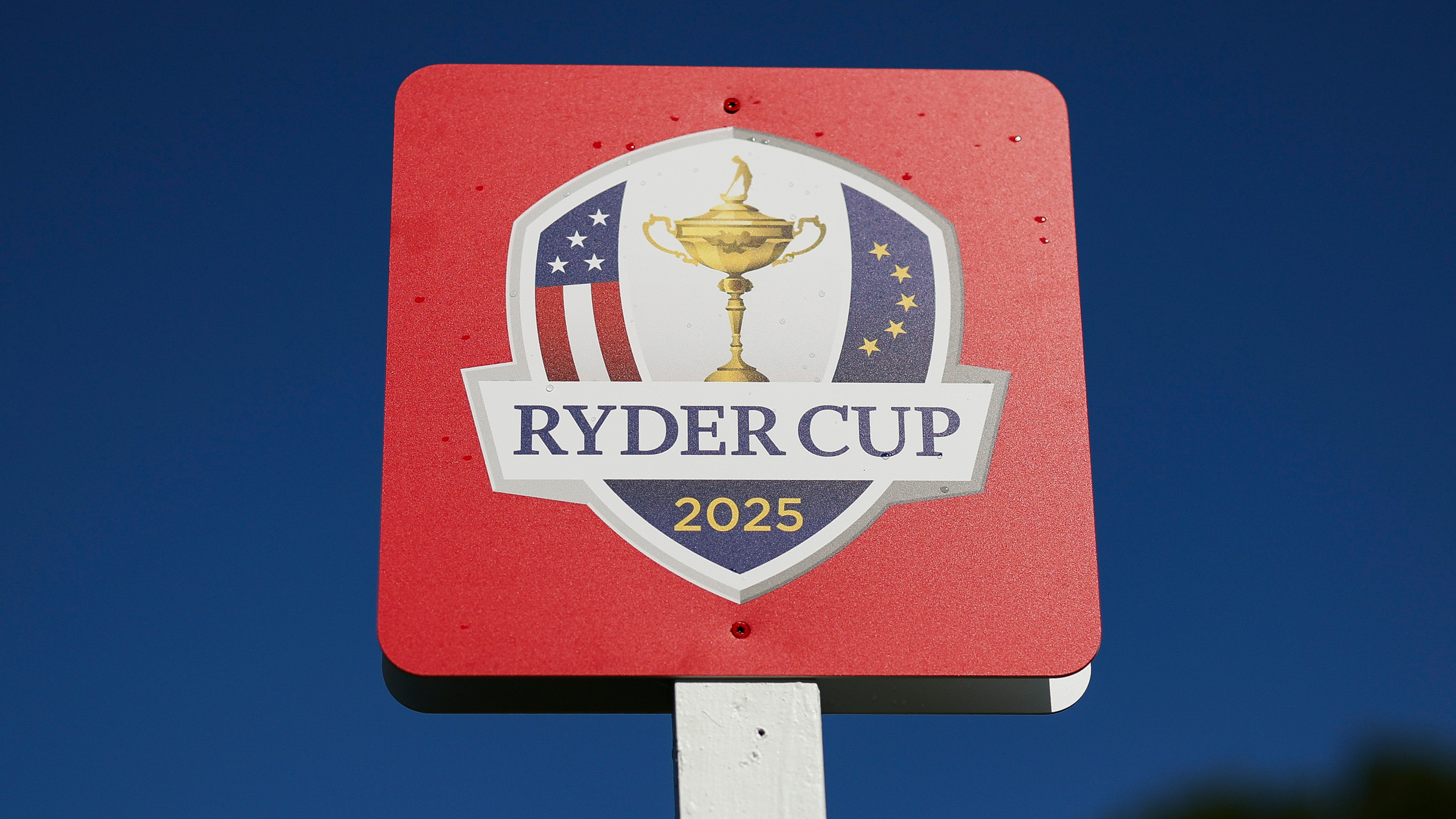 A red Ryder Cup 2025 sign