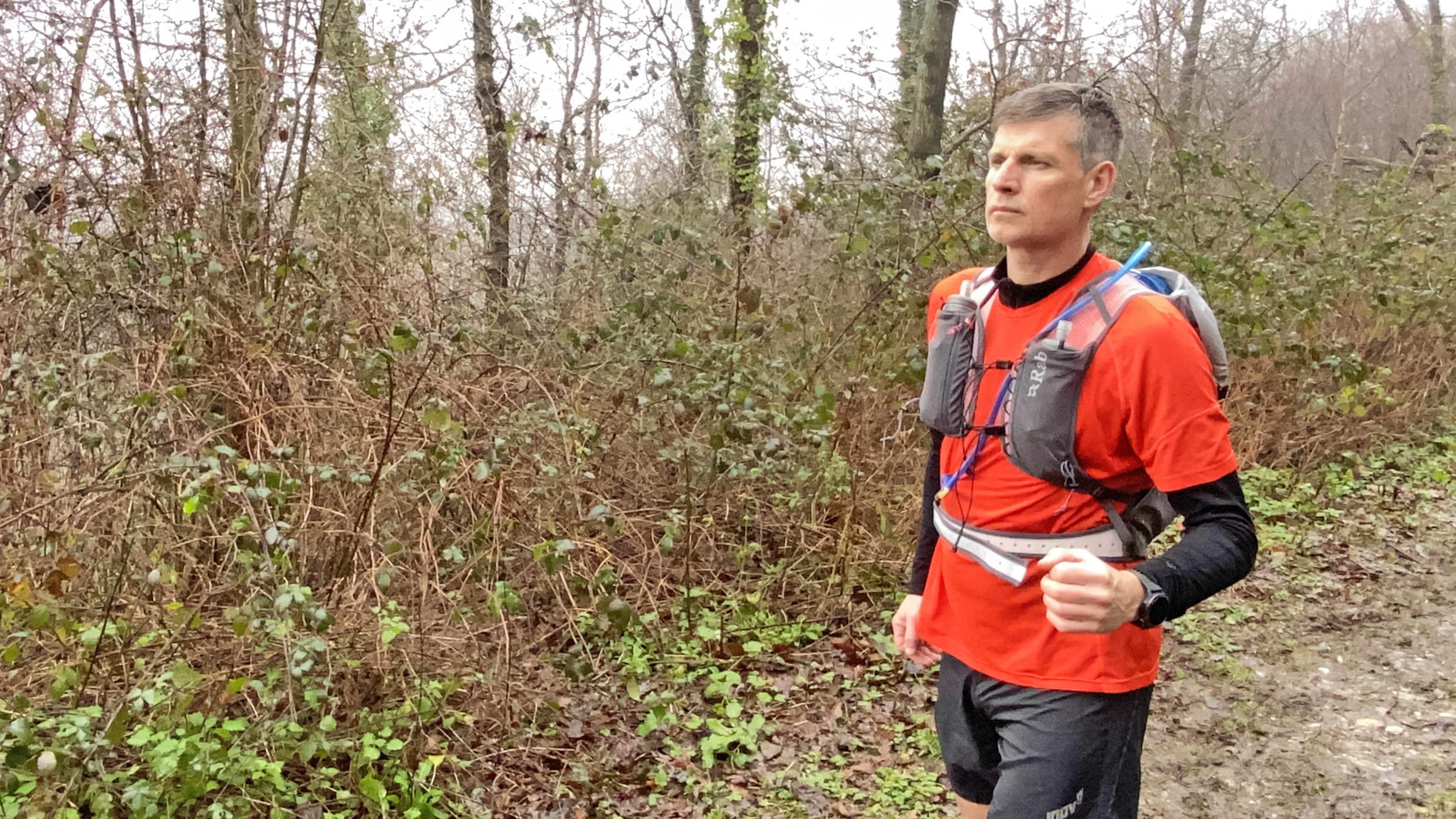 Runner wearing the Rab Veil XP 20