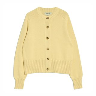 A cutout of a lemon crew neck cardigan