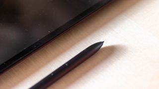 A photograph of the Samsung Galaxy Book2 Pro 360's S Pen
