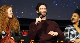 Ethan Peck, who plays Spock on "Star Trek: Discovery," appears at New York Comic Con 2018.