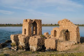 Ancient ruins near the site of Dura-Europos: Since the 2011 start of the Syrian civil war, the site has been badly looted.
