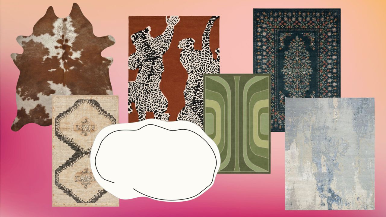 a selection of designer rugs on a background