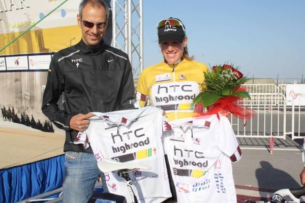 To the victor the spoils. Ellen Van Dijk (HTC-Highroad) was a winner on all fronts on stage two.