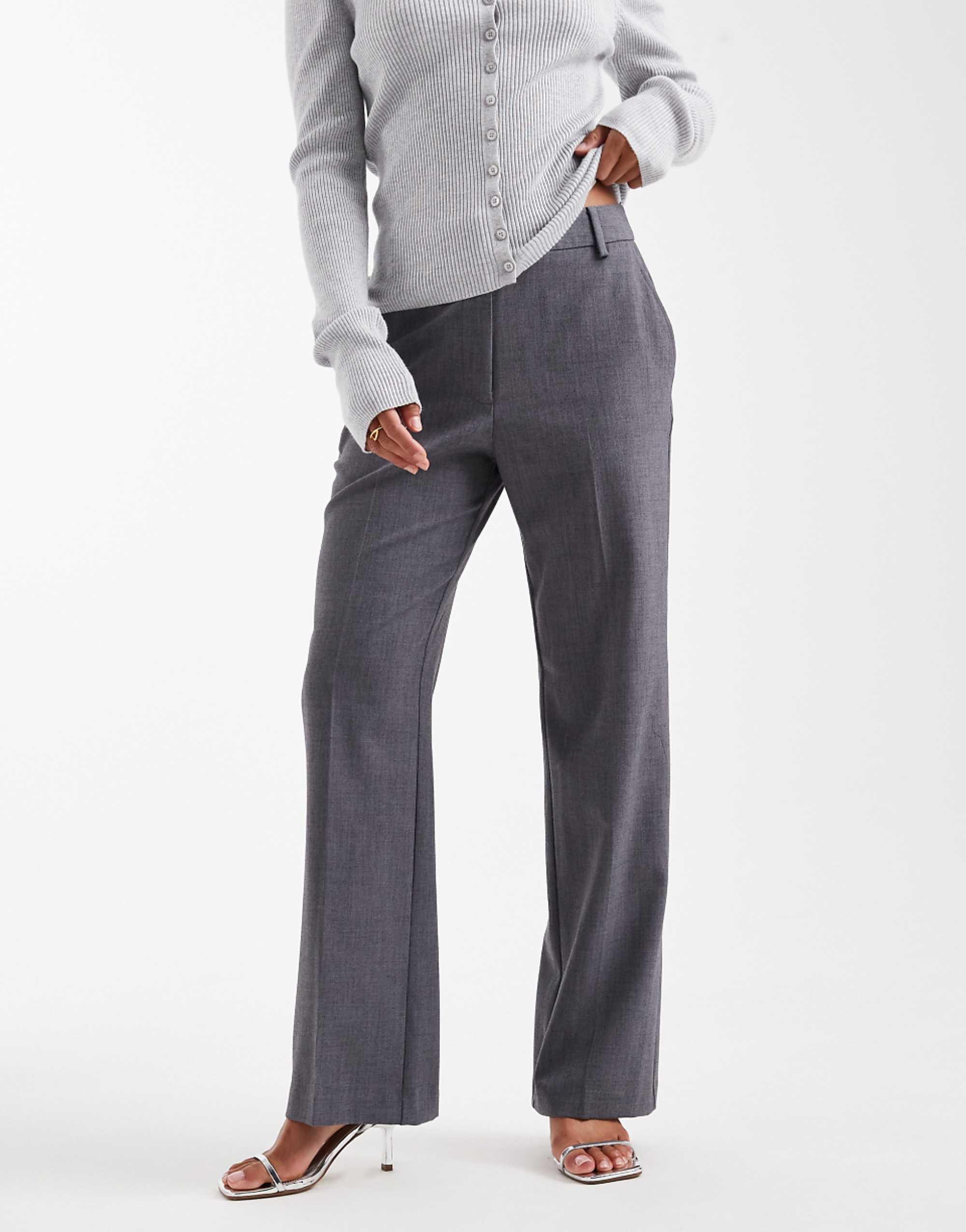 Asos Design Petite Tailored Slim Straight Trousers in Grey