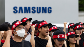 Samsung workers on strike