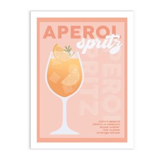 A pink art print with an aperol spritz and that says 'aperol spritz'