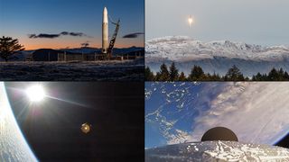 Astra's Rocket 3.2 lifts off from the Alaskan coast on Dec. 15, 2020 in this montage of mission photos.