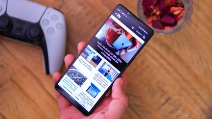 Sony Xperia 1 IV in the hand of an adult human male