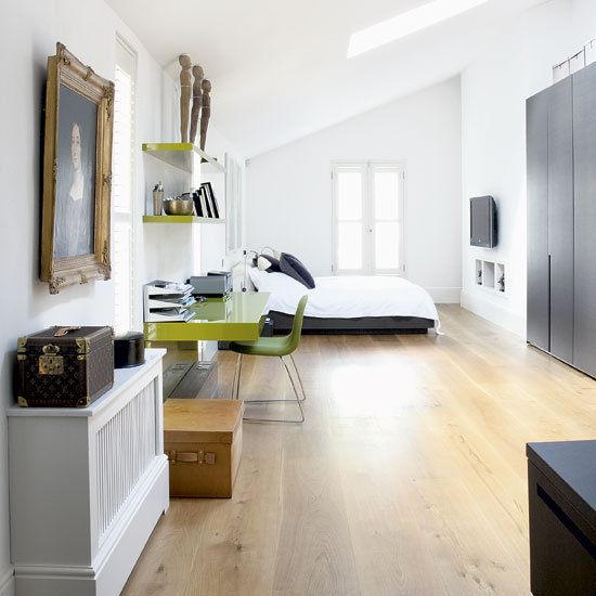 master bedroom with white wall photo frame on wall