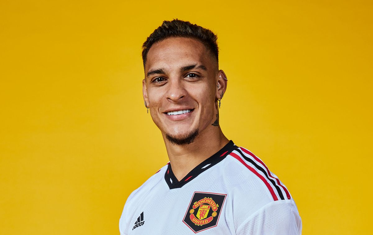 New Manchester United signing Antony poses for a portrait at Carrington Training Ground on September 01, 2022 in Manchester, England.