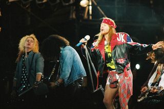 Guns N' Roses perform at the Freddie Mercury Tribute Concert, on April 20th 1992 at Wembley Stadium, London.