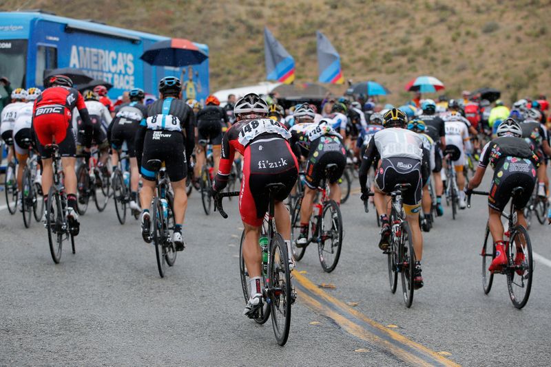 David Williams (Jamis-Hagens Berman) bringing up the rear of the peloton