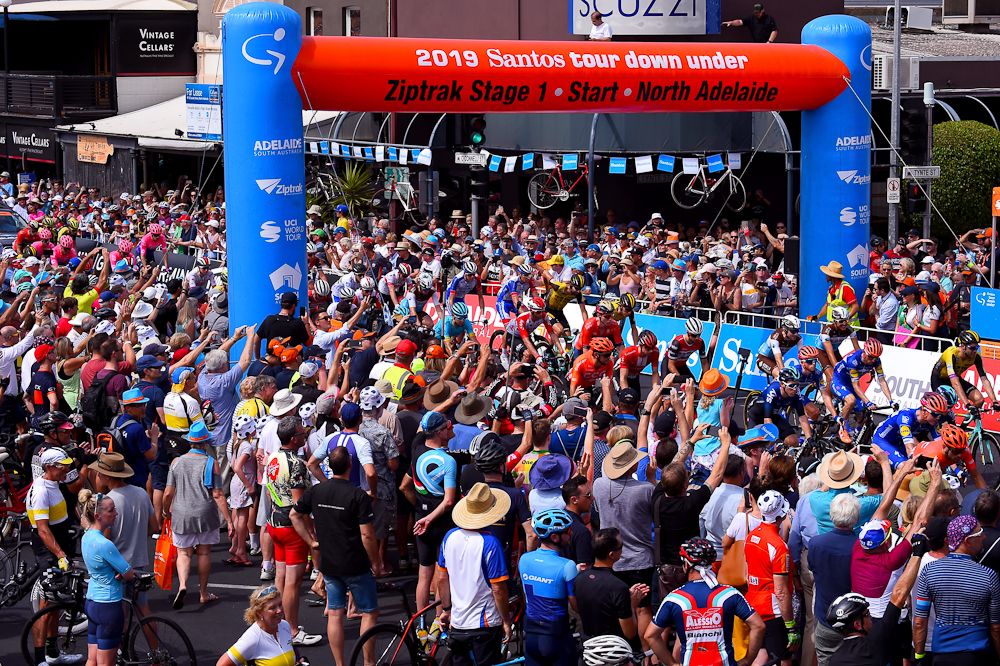 The peloton is ready to start the Tour Down Under