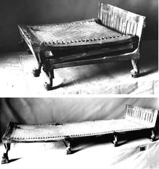 Here, a look at King Tut's "camping bed."