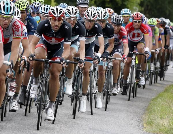 Fabian Cancellara leads the Leopard Trek train