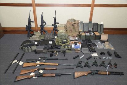 Firearms and ammunition found in the home of Christopher Paul Hasson.