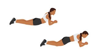 Illustrated view of woman doing modified push ups with knees on the ground