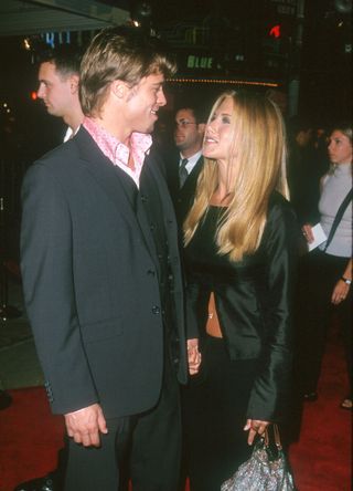 Brad Pitt and Jennifer Aniston at the Fight Club premiere.