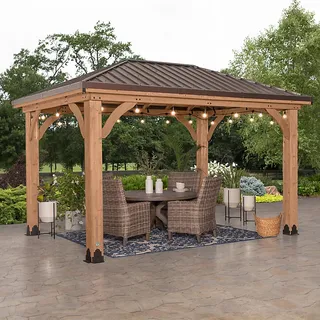 Backyard Discovery Barrington Cedar Wood Patio Gazebo 4.3m X 3m (14ft X 10ft)