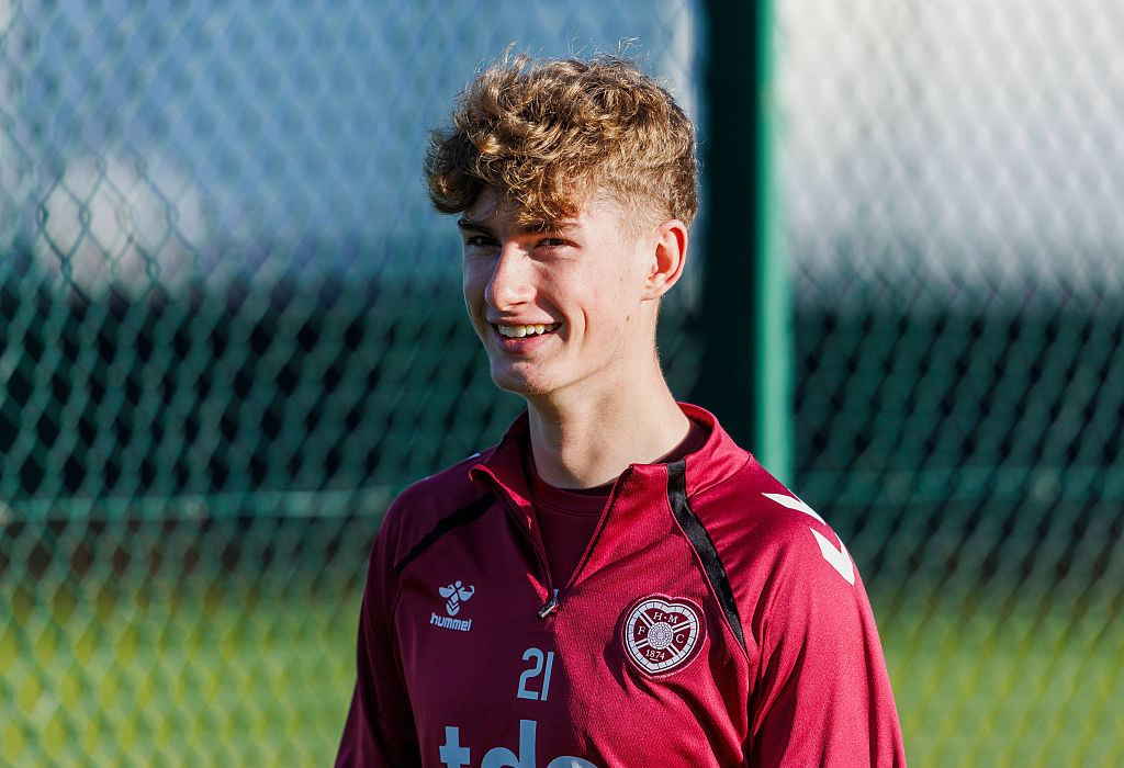 EDINBURGH, SCOTLAND - OCTOBER 22: James Wilson during a Heart of Midlothian training session at the Oriam, on October 22, 2025, in Edinburgh, Scotland. (Photo by Mark Scates/SNS Group via Getty Images)