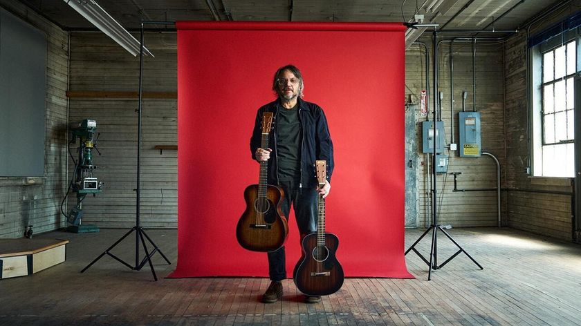 Jeff Tweedy with his signature Martin guitars