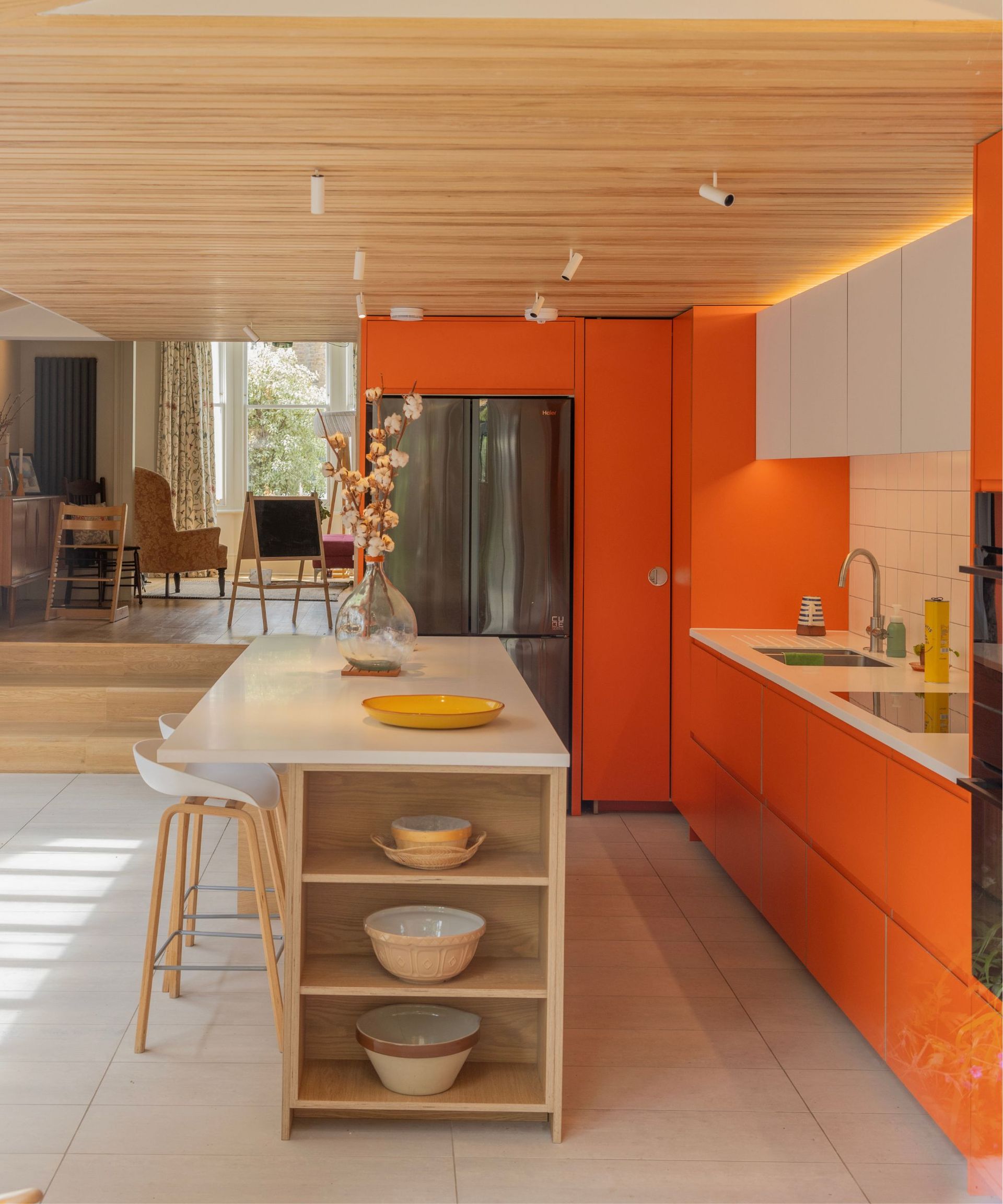Orange and white retro kitchen