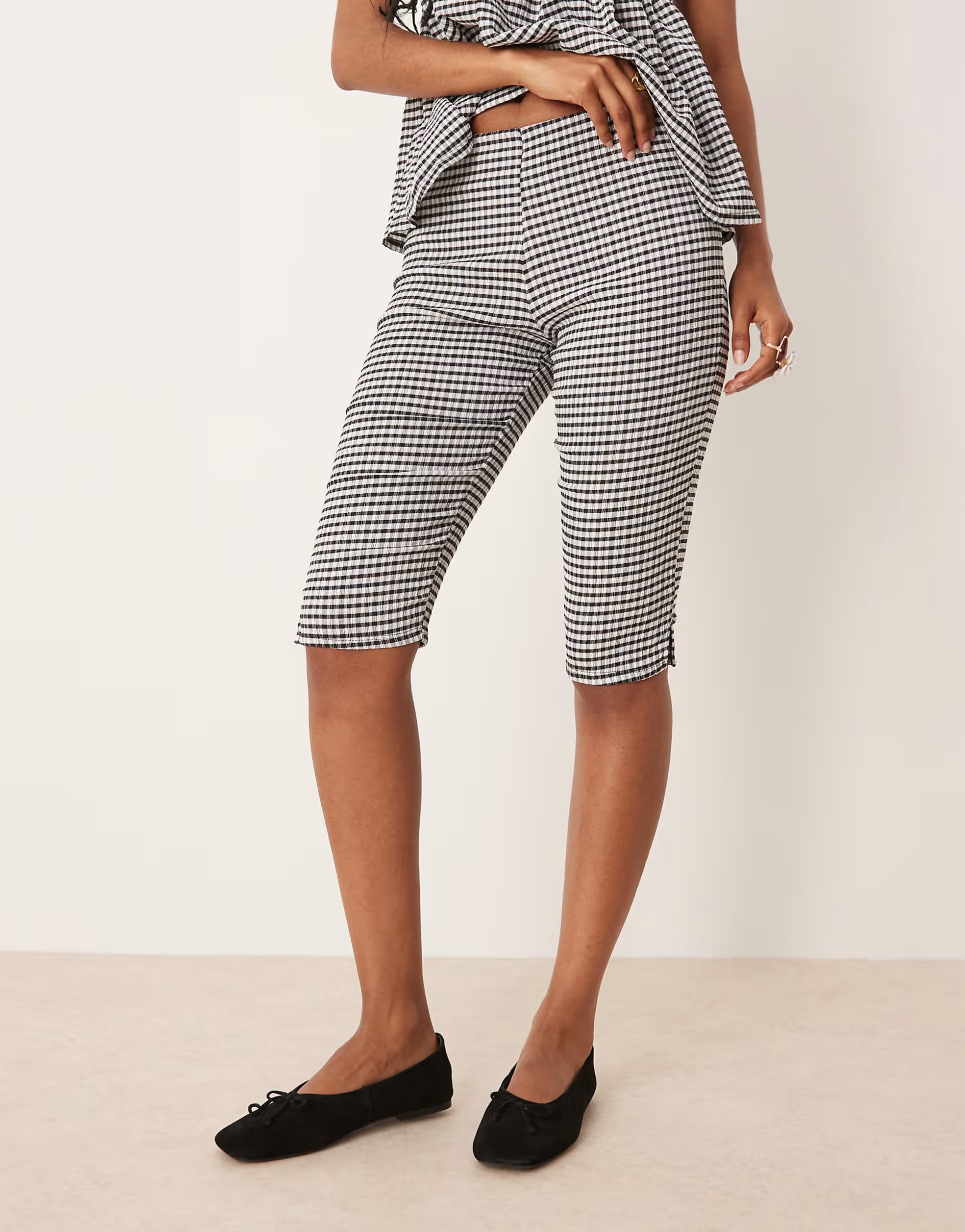 Asos Design Capri Leggings in Mono Gingham - Part of a Set