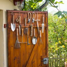 tools in a garden shed