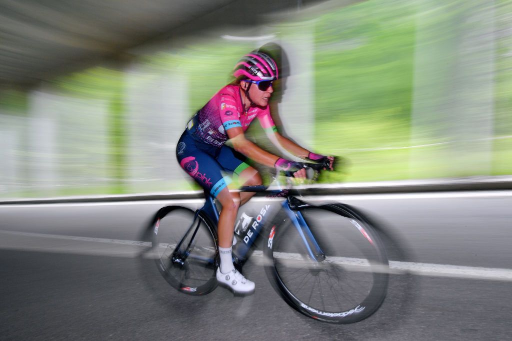 CASCATE DEL TOCE ITALY JULY 05 Silvia Zanardi of Italy and Team Bepink during the 32nd Giro dItalia Internazionale Femminile 2021 Stage 4 a 112km Individual Time Trial from Fondovalle to Cascate Del Toce 1714m ITT GiroDonne UCIWWT on July 05 2021 in Cascate Del Toce Italy Photo by Luc ClaessenGetty Images