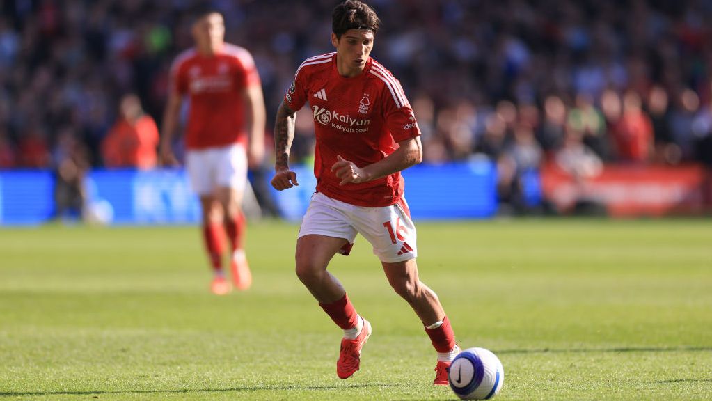 Nicolas Dominguez of Nottingham Forest during a Premier League match in March 2025