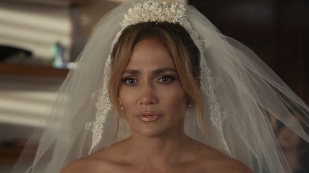 JLo in a wedding dress in Shotgun Wedding.