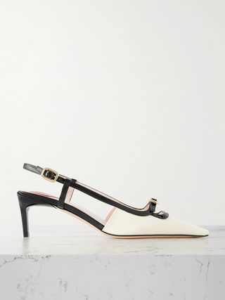 Two-Tone Patent-Leather Slingback Pumps