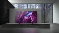 Sony A8/A8H OLED TV against stark brutalist backdrop