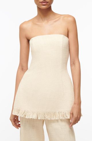 Strapless Cotton Tweed Top