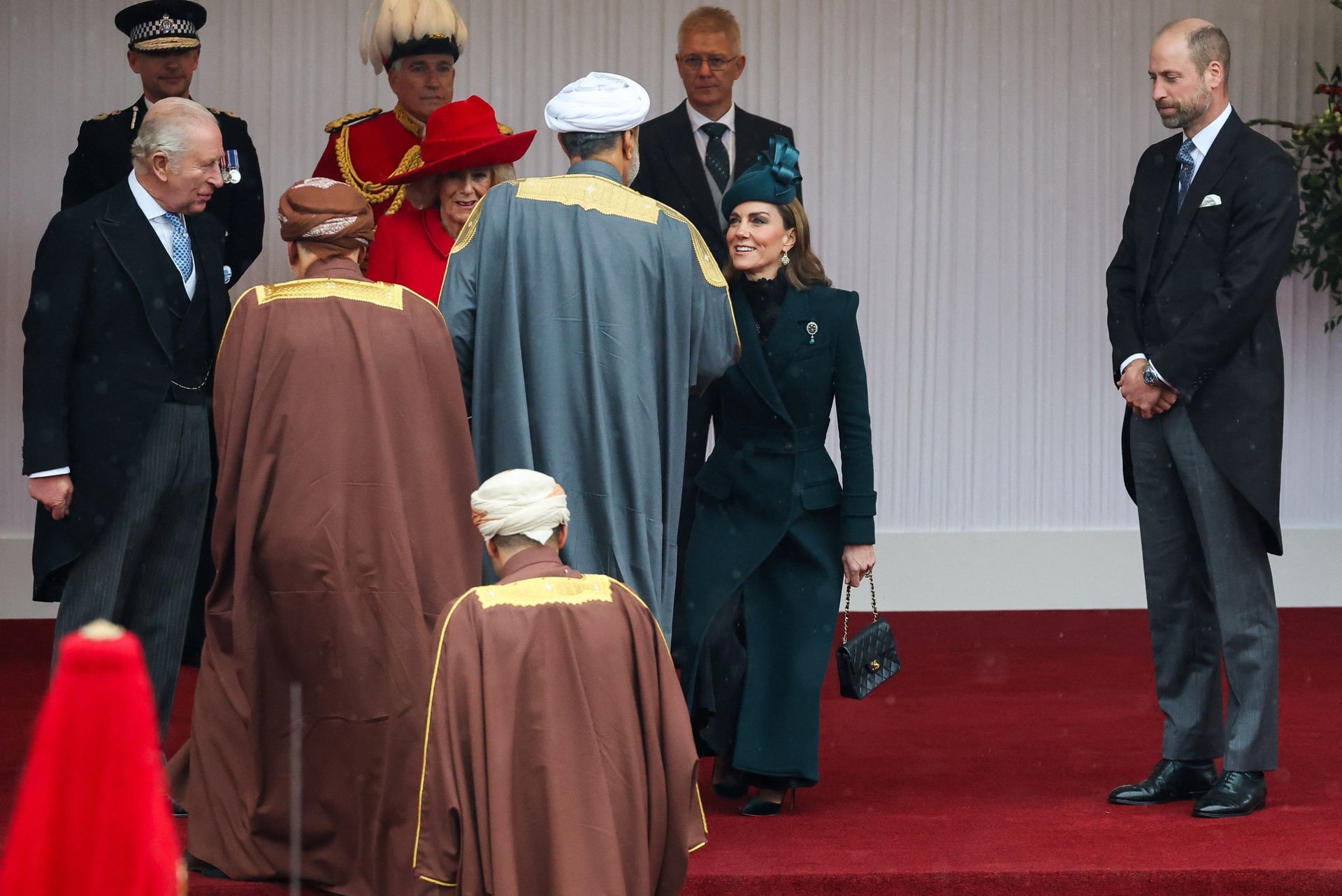 Princess Kate curtseying to the sultan of Oman
