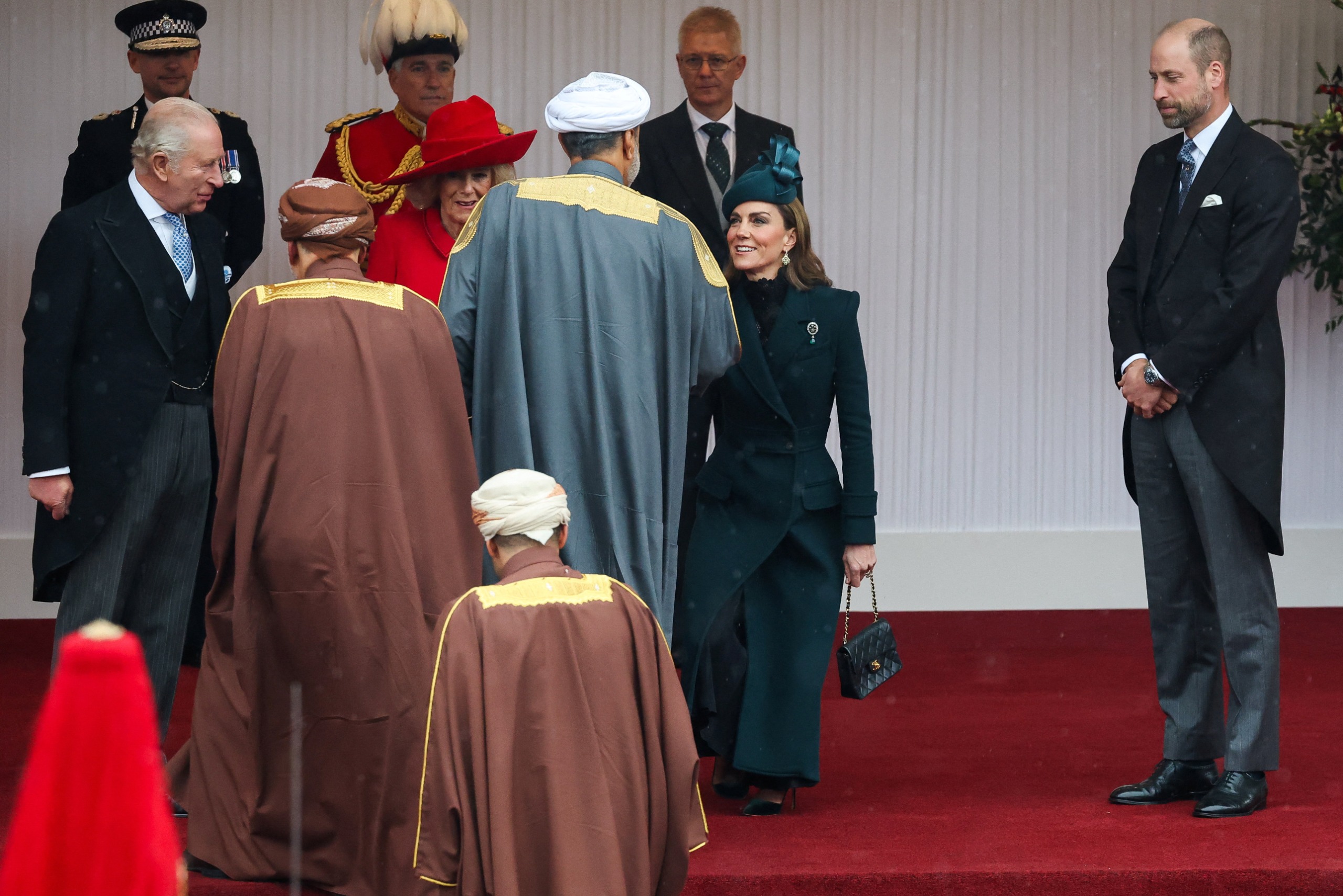 Princess Kate curtseying to the sultan of Oman