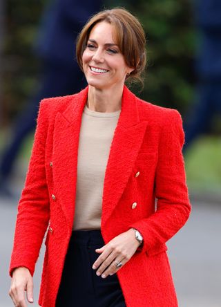 Kate Middleton in a red jacket