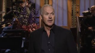 Michael Keaton performing his opening monologue at Studio 8H on SNL