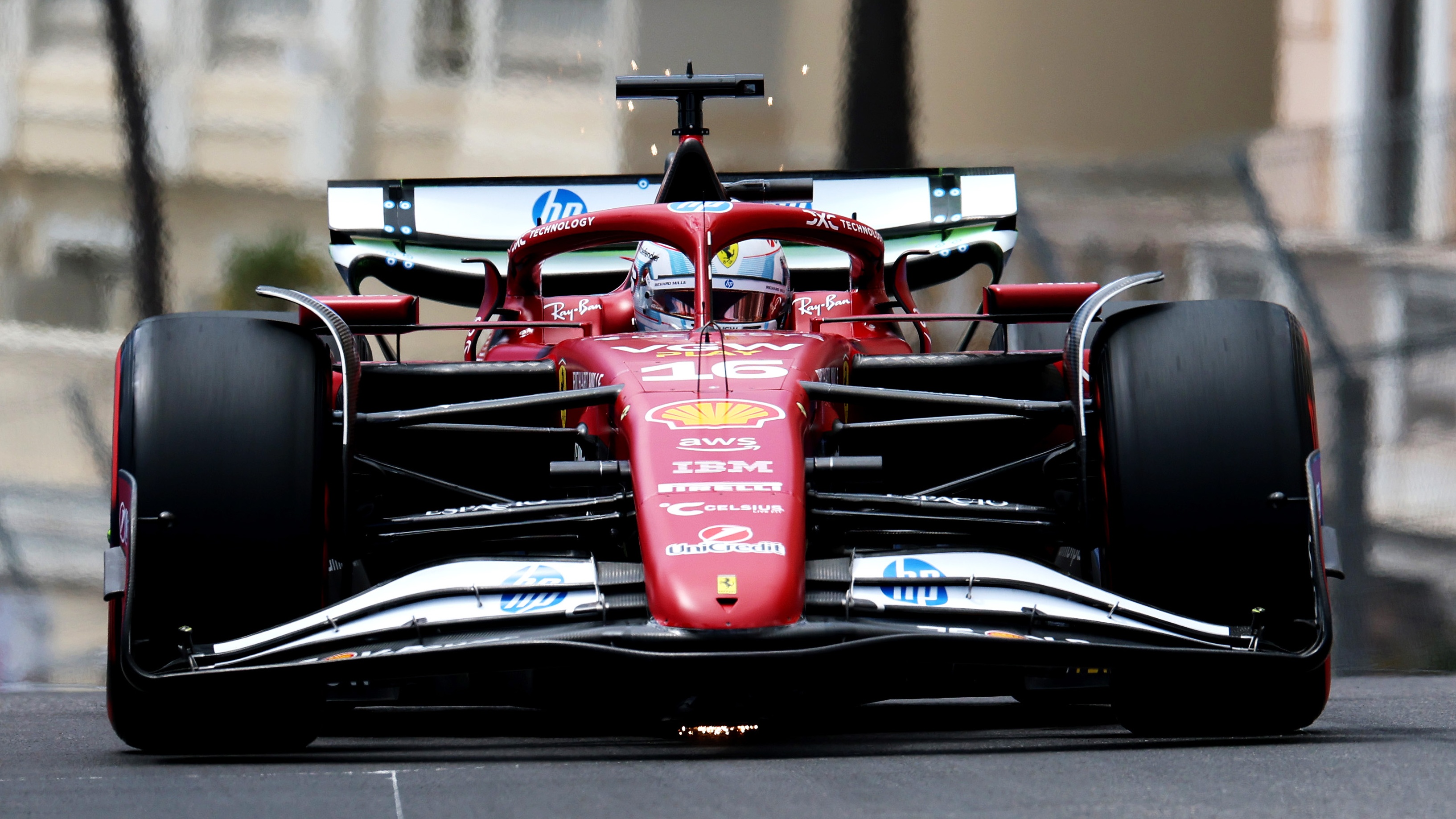 Charles Leclerc driving at the Monaco Grand Prix F1.