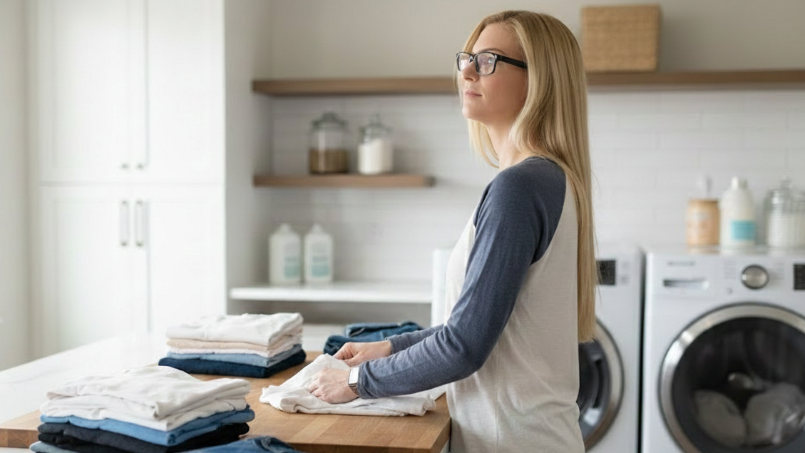 folding laundry
