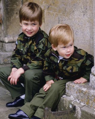 Prince Harry and Prince William pose in matching army uniforms
