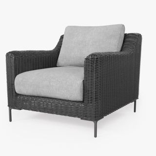 Black Wicker Outdoor Armchair on a white background