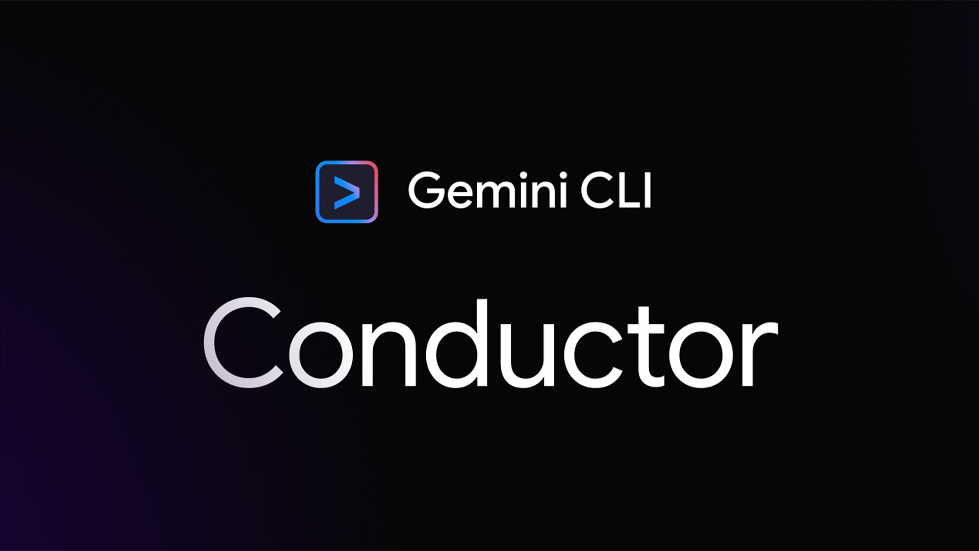 Official Google Gemini CLI Conductor branding image showing Gemini CLI logo against a black backdrop.