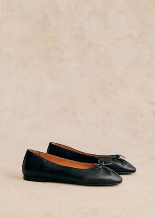 Agathe Low Ballerinas - Smooth Black - Smooth Ovine Leather - Sézane