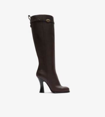 Leather Pillar Boots in Dark Brown - Women | Burberry&amp;reg; Official