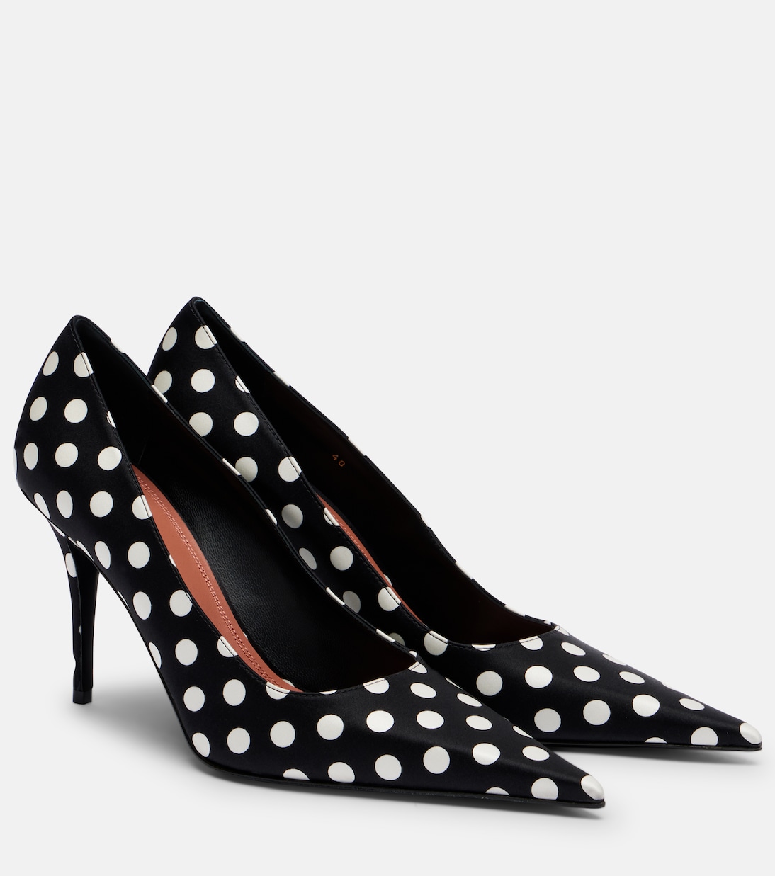 Barbara 90 Polka-Dot Satin Pumps
