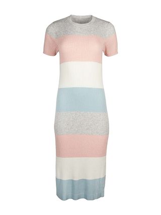 Striped Colour Block Blue Knitted Midi Dress - was £55, now £32
