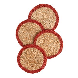 Jute coasters with red trim