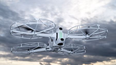Antigravity A1 Follow Me Bundle A1 in flight with propeller guards